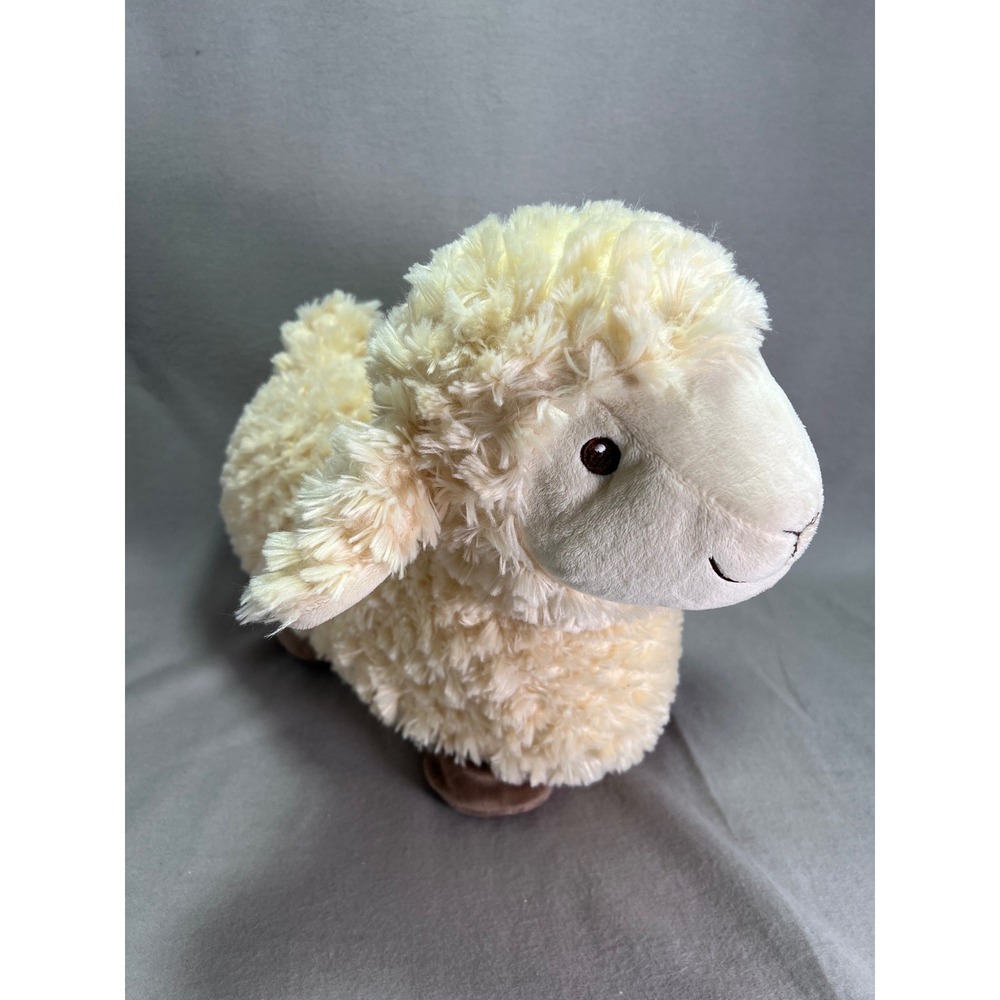 Toys R Us Sheep Plush Pale Yellow Shaggy Lamb Farm Animal Nursery Decor 18"x12"